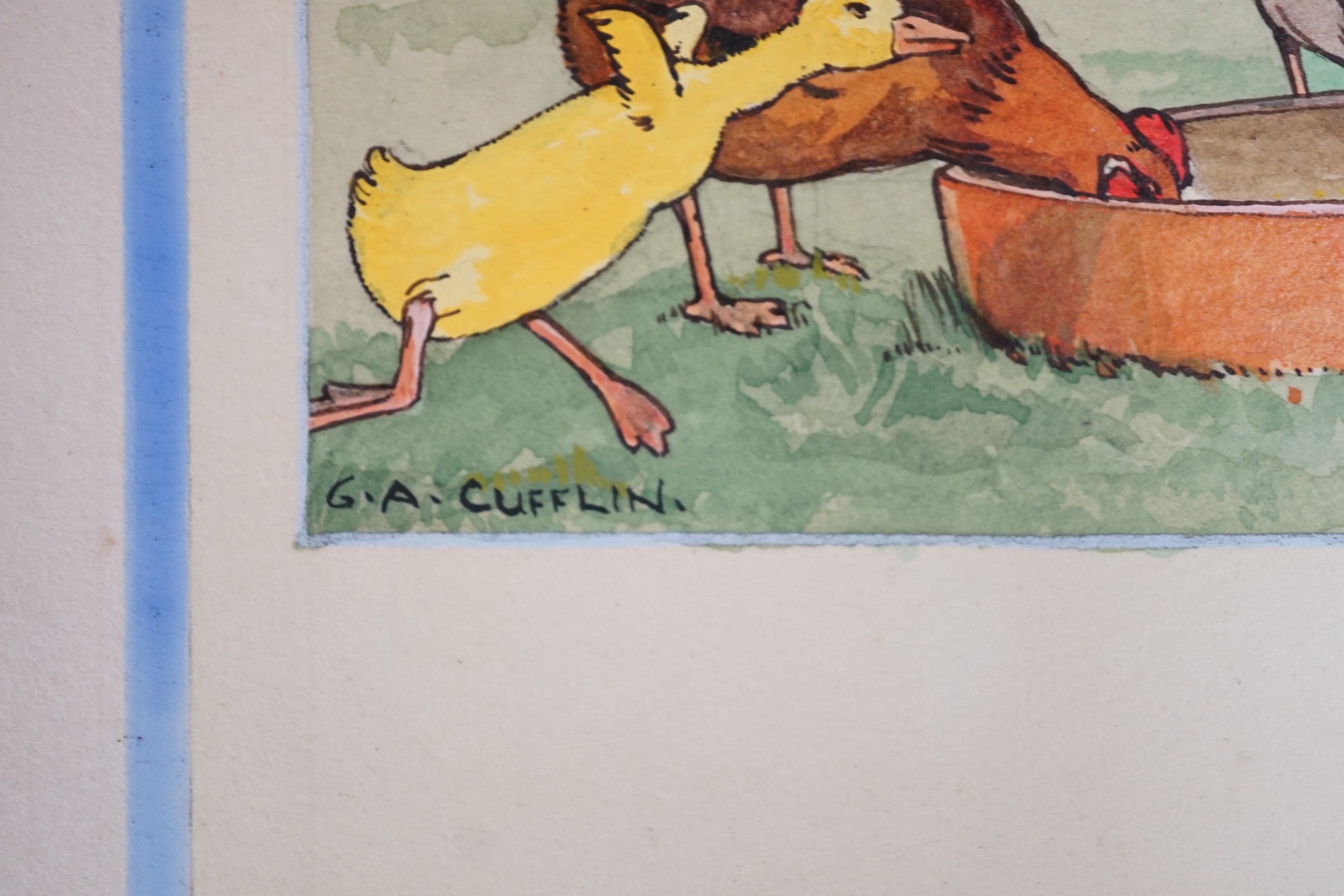 George Cufflin, six watercolours, original postcard designs of Dutch children, signed, 19 x 25cm, unframed